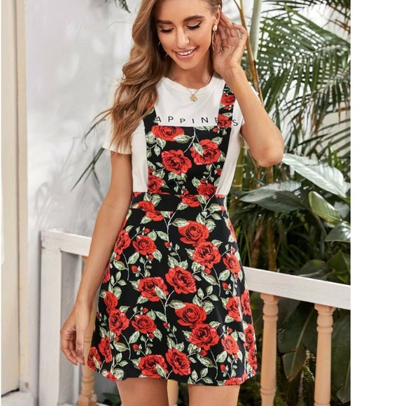 Shein Flower Dress  Overalls Size Medium - Picture 1 of 6